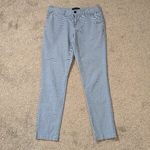 BANANA REPUBLIC Girlfriend Fit, Blue Stretch Oxford Stiped Ankle Pants; Size 2